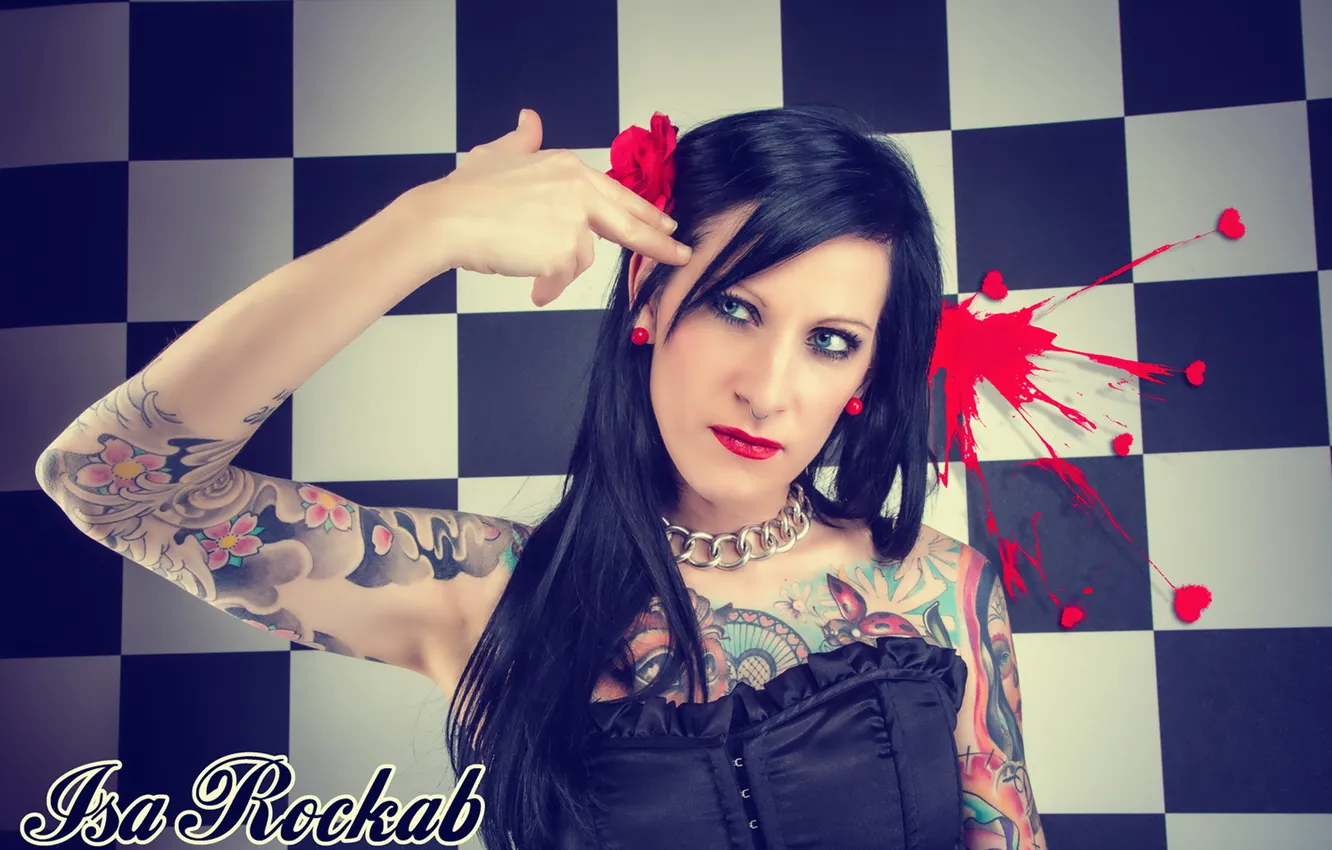 Photo wallpaper girl, pose, paint