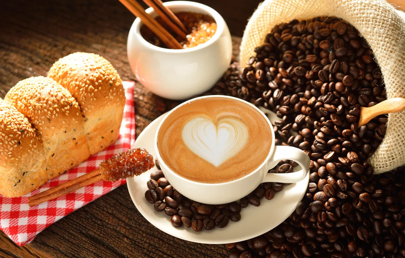 Photo wallpaper love, heart, coffee, milk, Cup, love, heart, cocoa