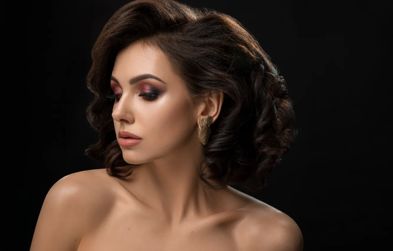 Photo wallpaper girl, makeup, brunette, hairstyle, Serhii Bobyk