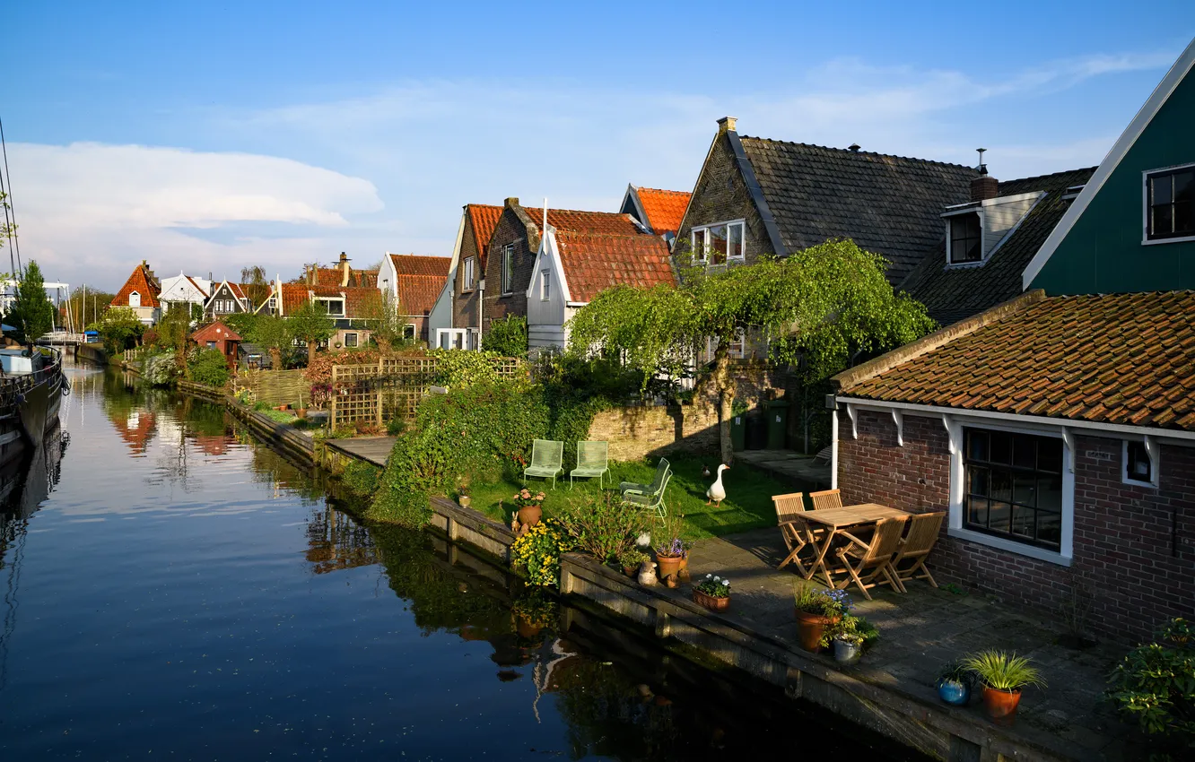 Photo wallpaper home, Netherlands, water channel, Edam