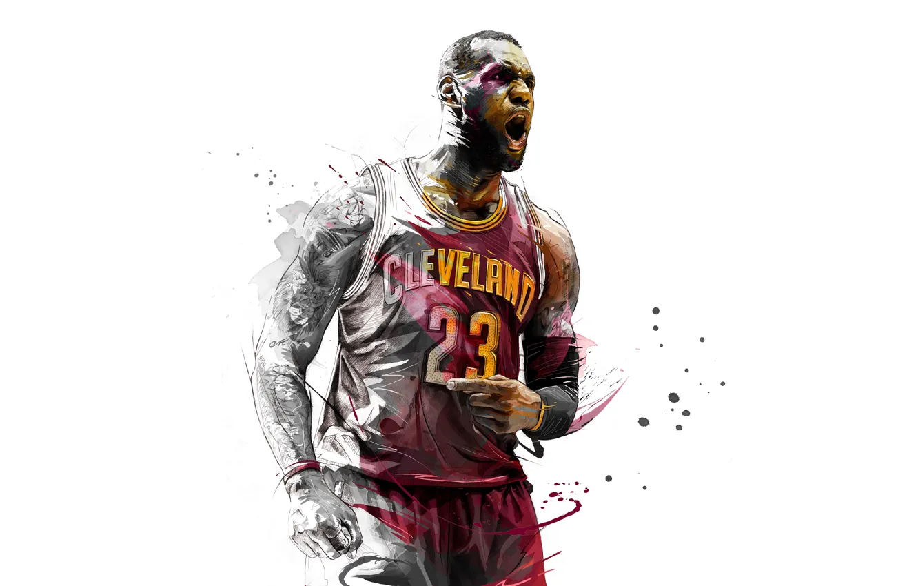 Photo wallpaper basketball, LeBron James, Cleveland