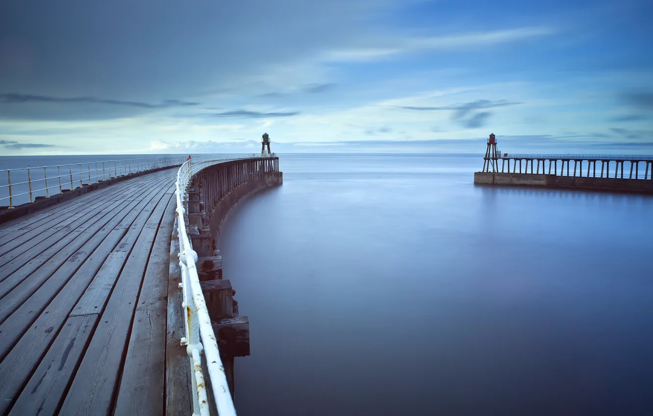 Photo wallpaper sea, fog, pier