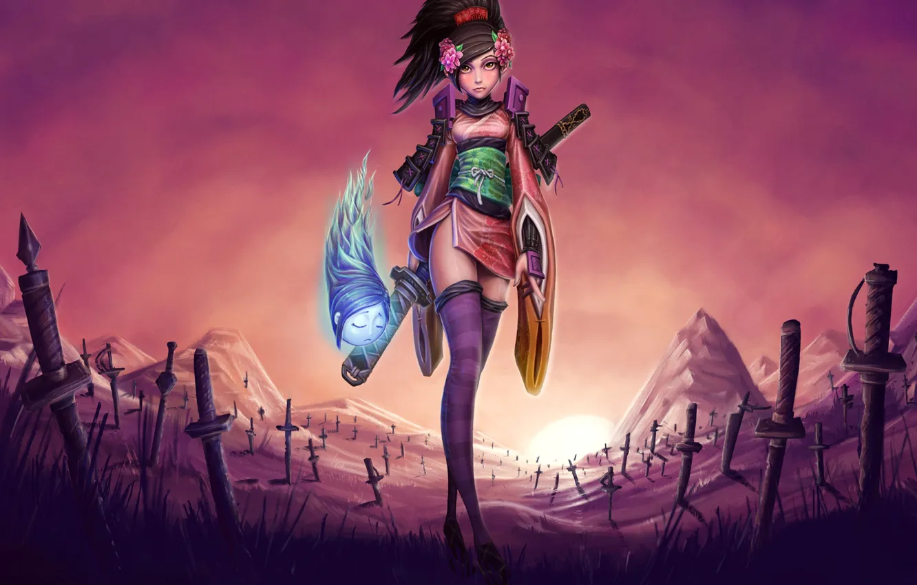 Photo wallpaper Spirit, girl, sword, game, weapon, katana, ken, soul