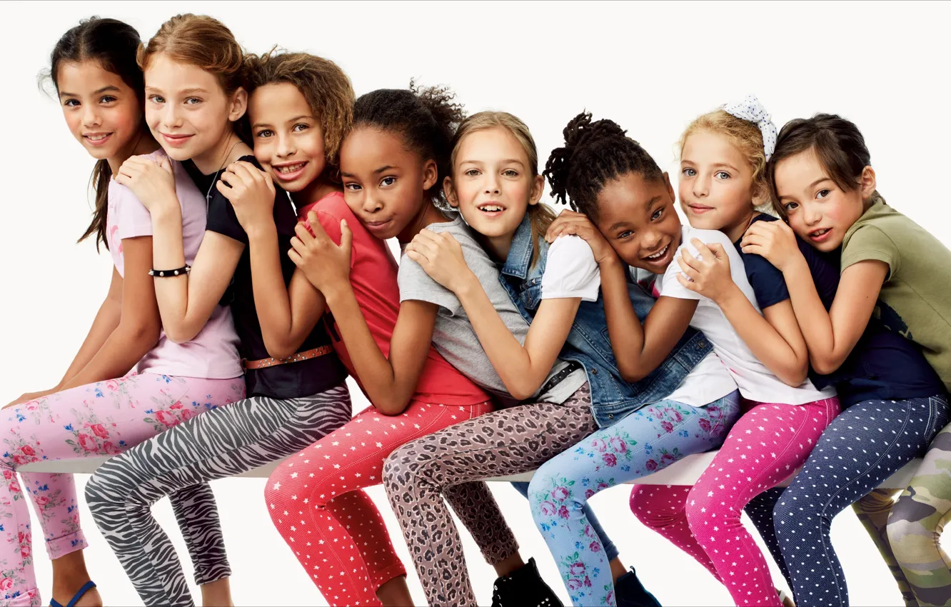 Photo wallpaper girls, smile, dolls, portrait, kids, other