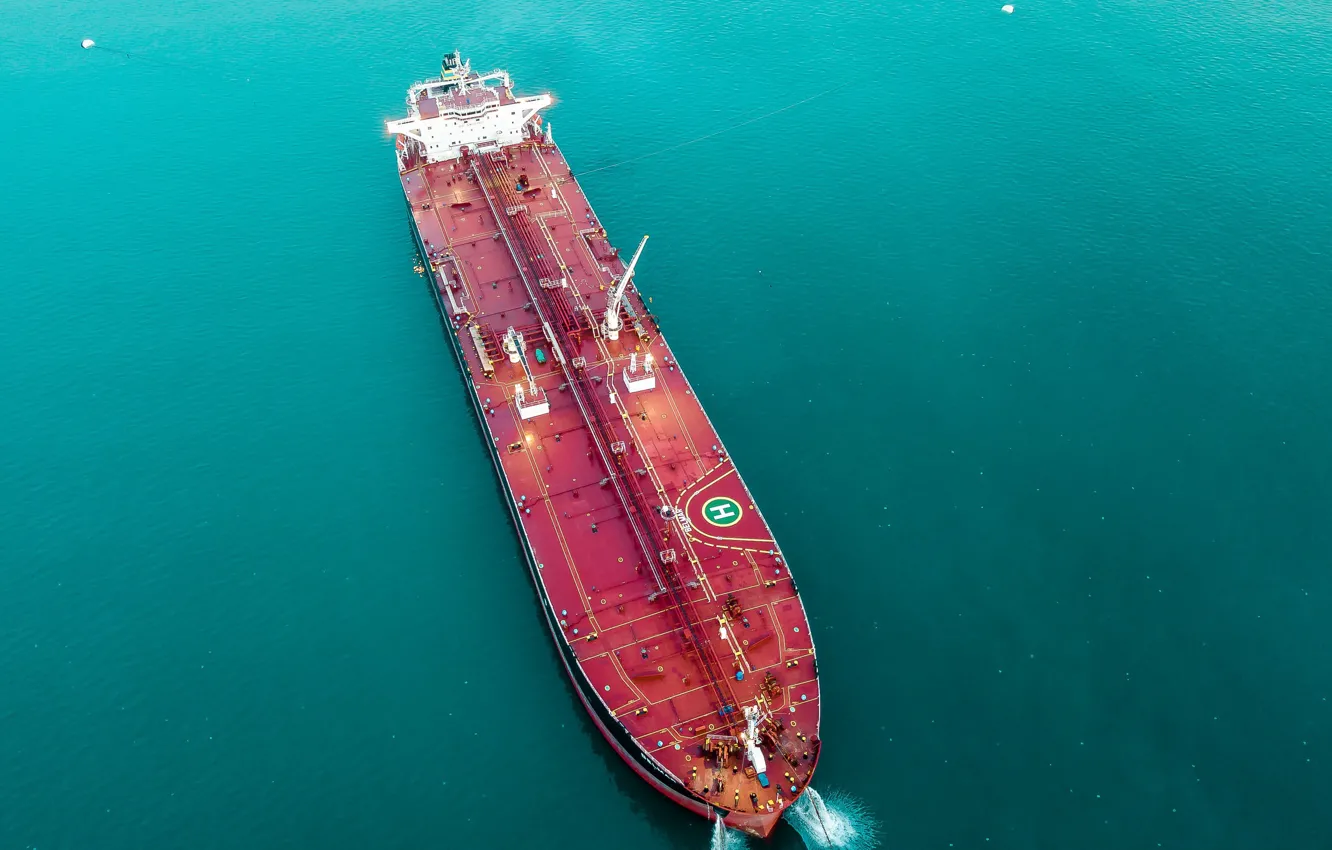 Photo wallpaper The ocean, Sea, The ship, The view from the top, Deck, Vessel, Tanker, M/V Belmar