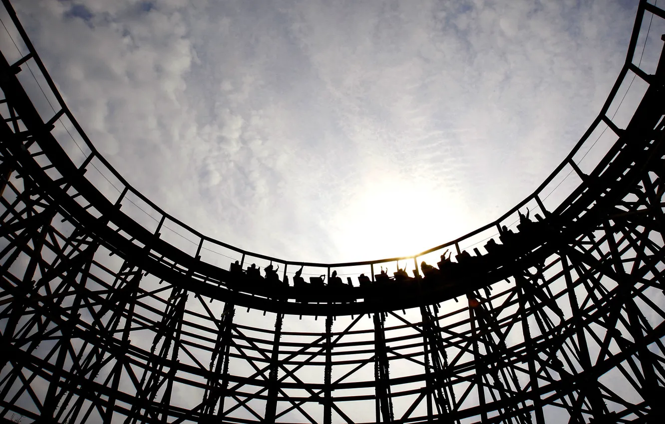 Photo wallpaper the sky, attraction, riding, roller coaster