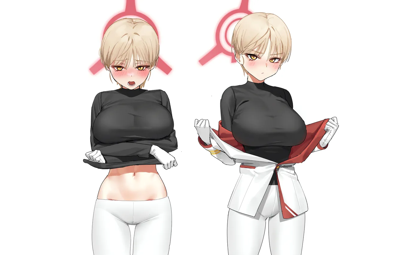 Photo wallpaper girl, Halo, sexy, boobs, sexy girl, anime, beautiful, short hair