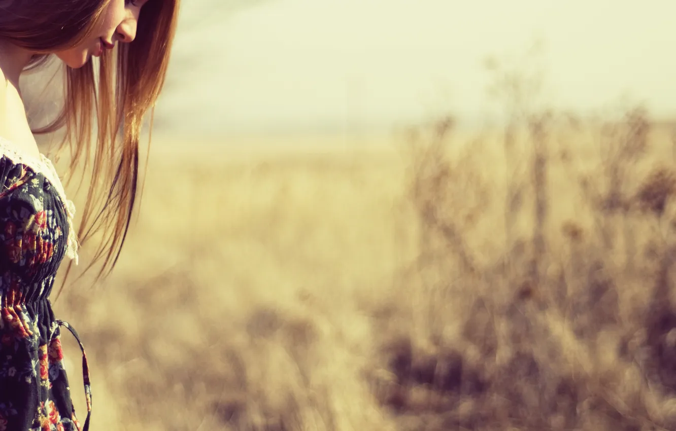 Photo wallpaper girl, hair, dress, profile