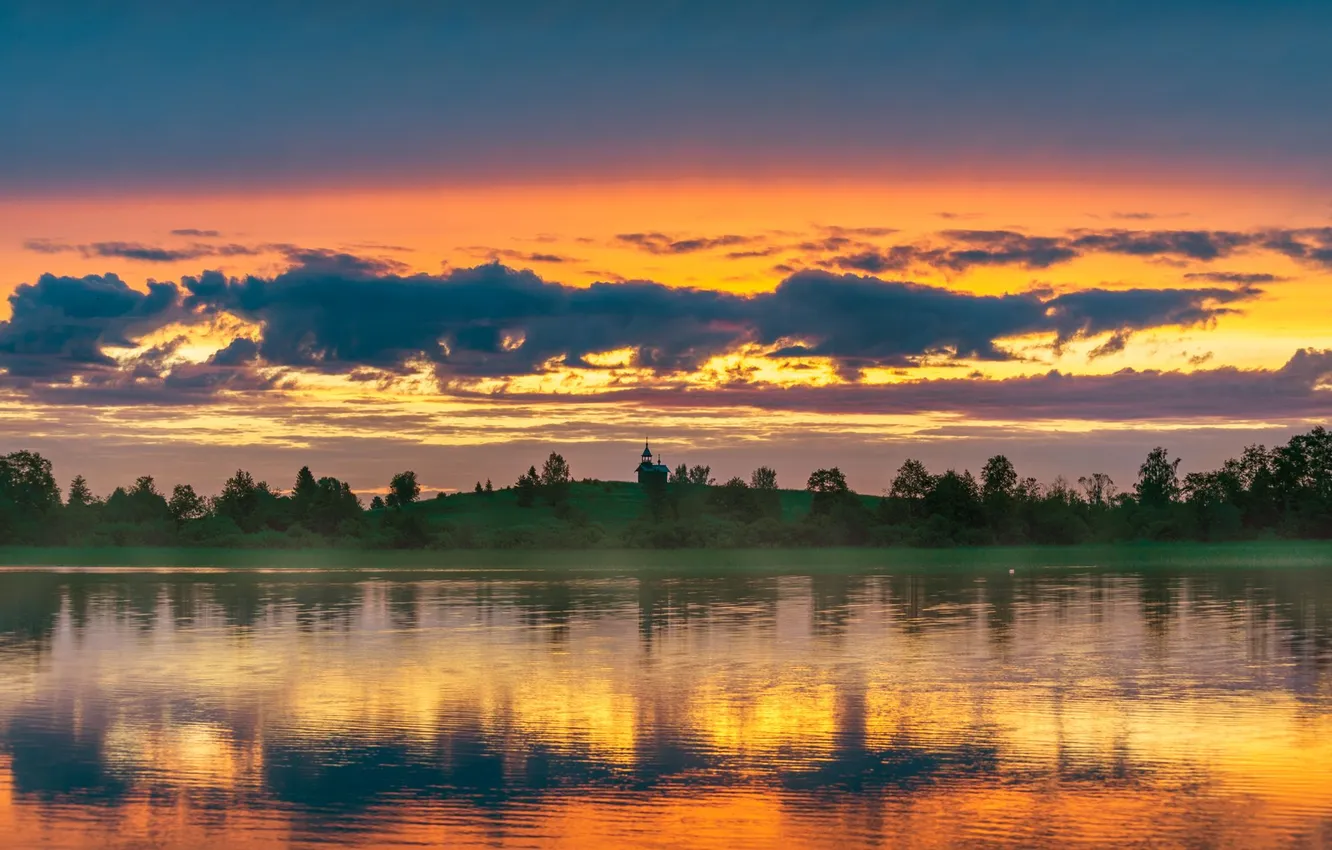 Photo wallpaper clouds, reflection, before the dawn, Eduard Gordeev