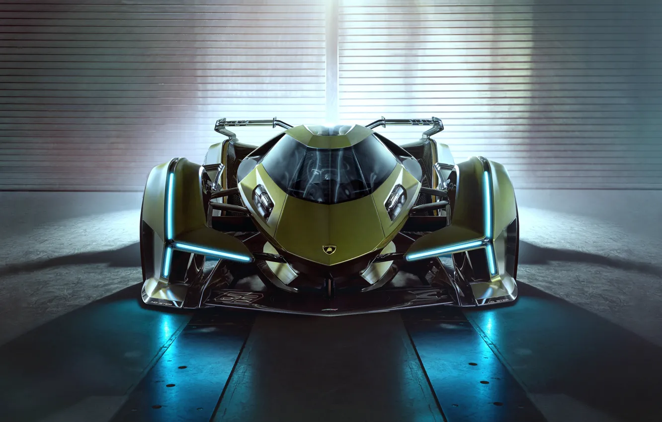 Photo wallpaper Lamborghini, Lights, The concept car, Lambo, V12, Icon, Vision Gran Turismo, 2019