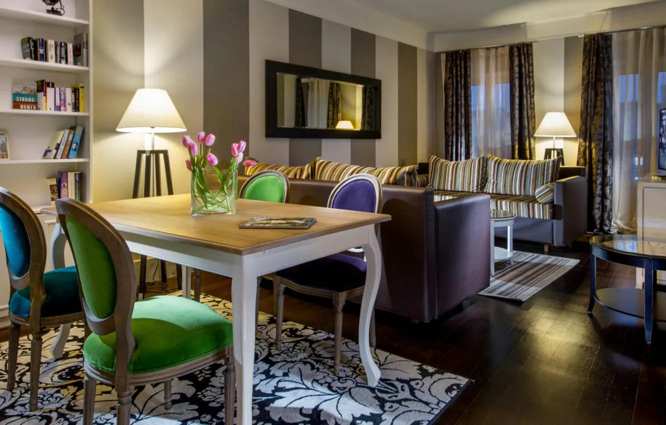 Photo wallpaper interior, living room, dining room, small room