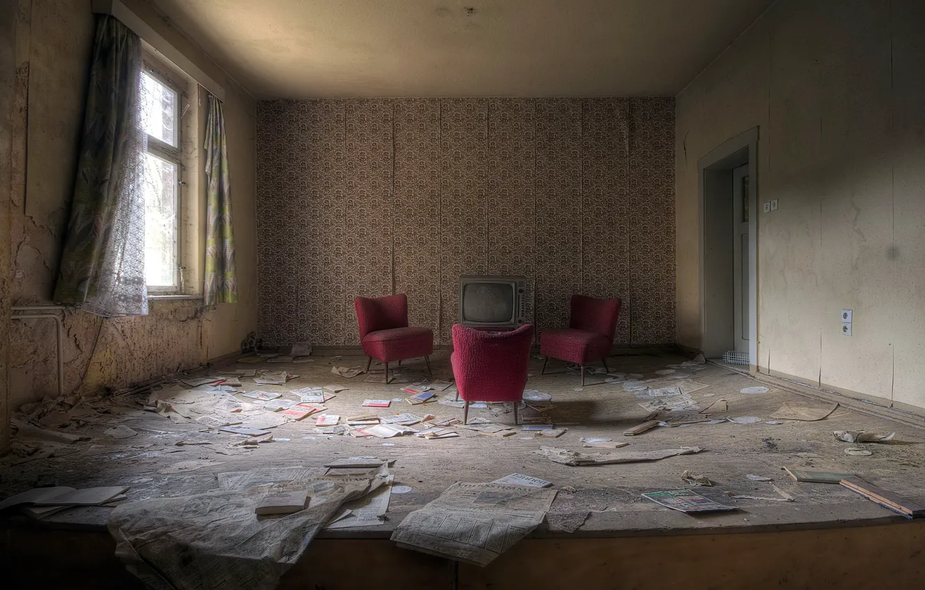 Photo wallpaper room, chair, TV