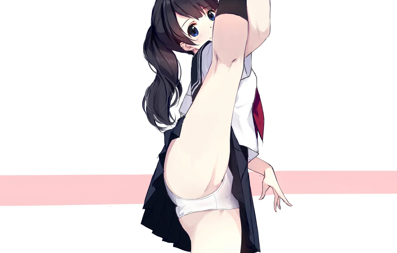 Photo wallpaper girl, sexy, lingerie, ass, school uniform, panties, long hair, legs