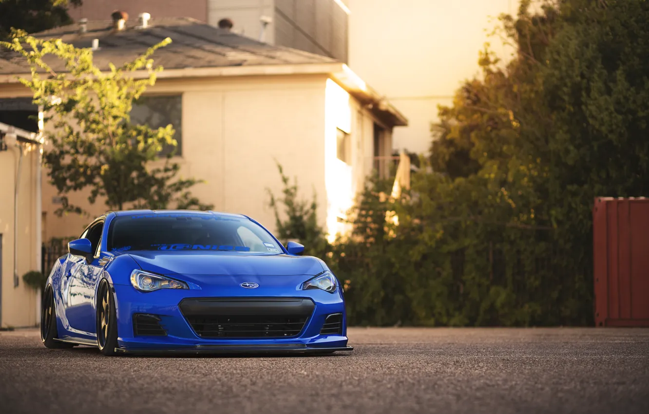 Photo wallpaper coupe, Subaru, sports car, blue, front, Subaru, brz, quick