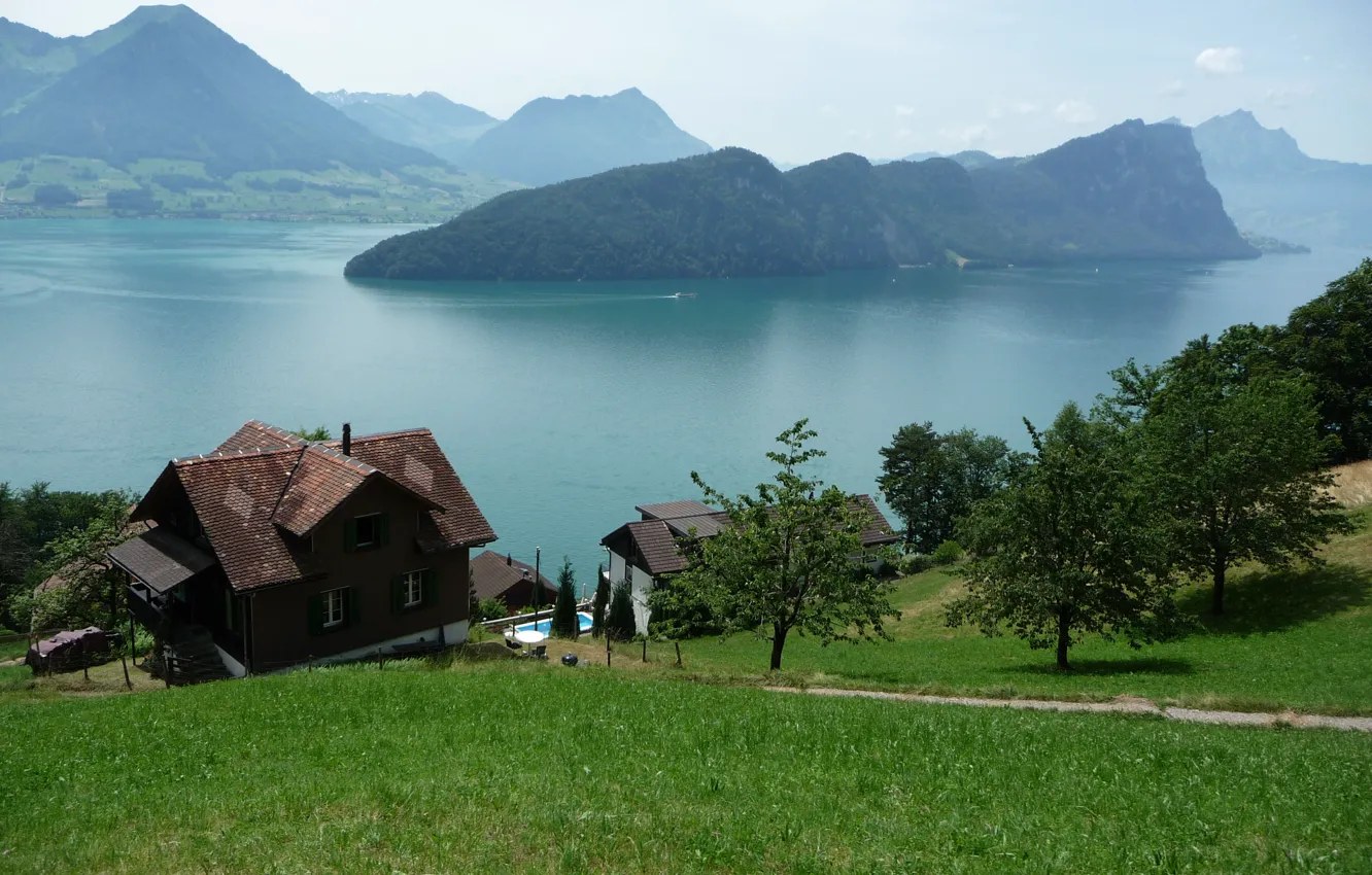 Photo wallpaper Switzerland, Alps, lake Lucern