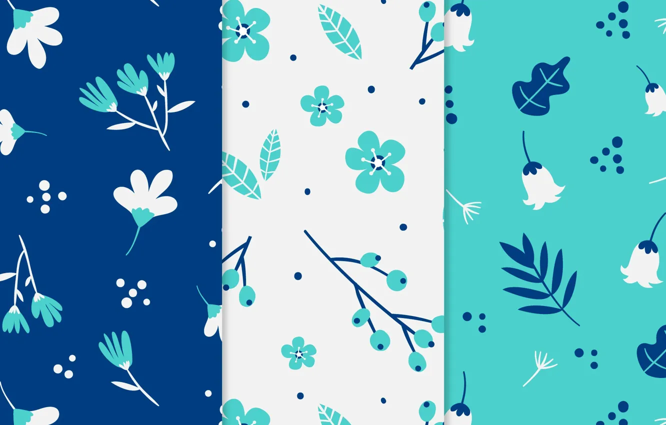 Photo wallpaper flowers, blue, background, blue, texture, patterns, flowers, pretty