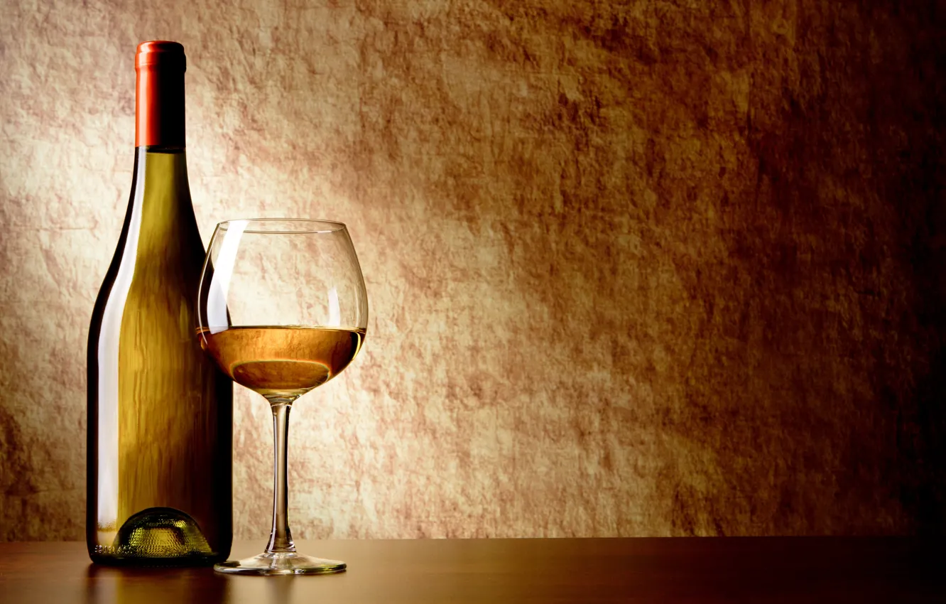 Photo wallpaper table, wine, white, glass, bottle