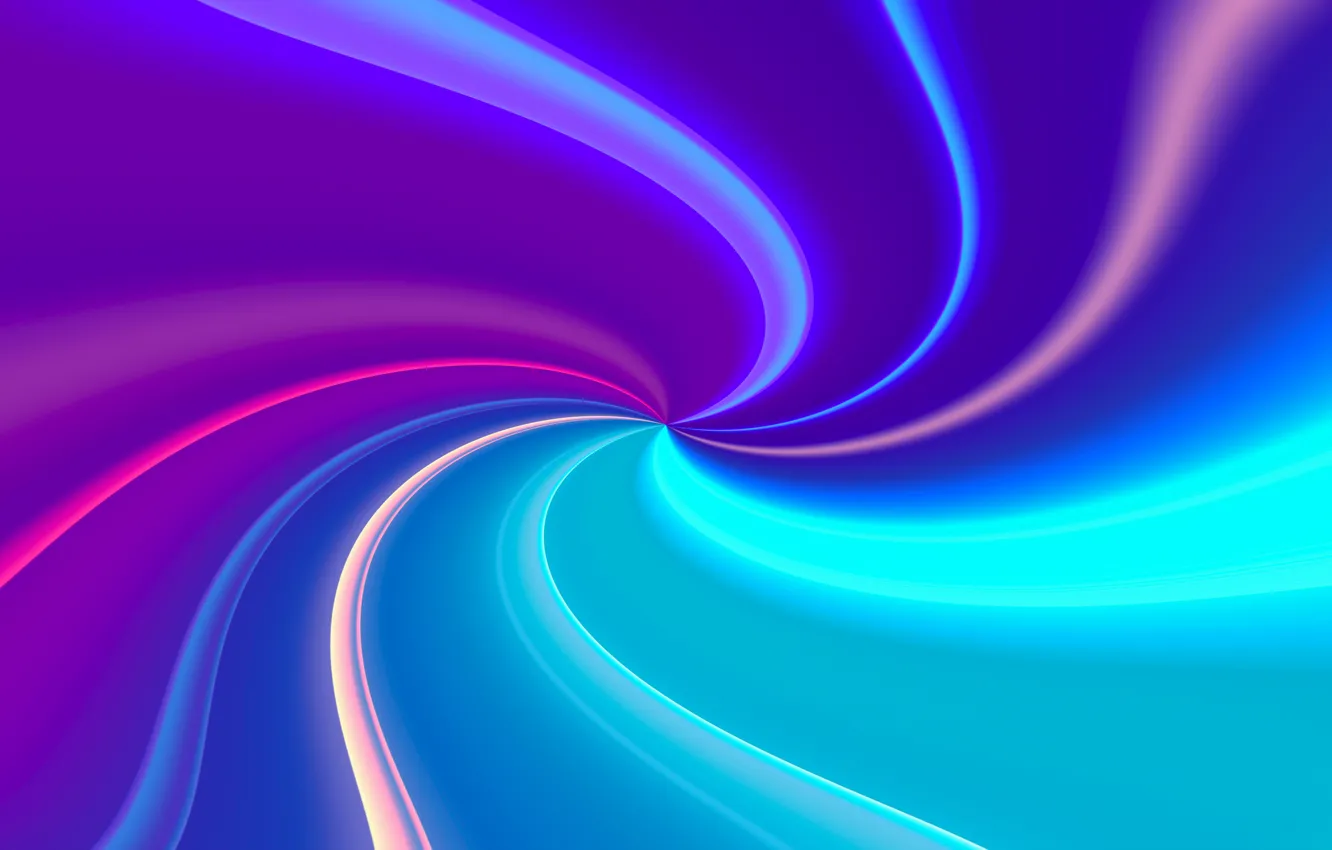 Photo wallpaper abstraction, blue, spiral, neon, abstract, purple, neon, spiral