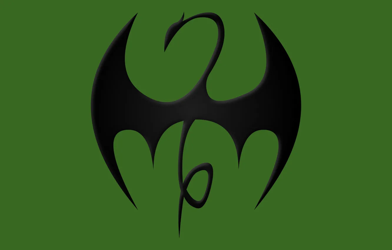 Photo wallpaper logo, black, classic, dragon, Marvel comic, Iron Fist