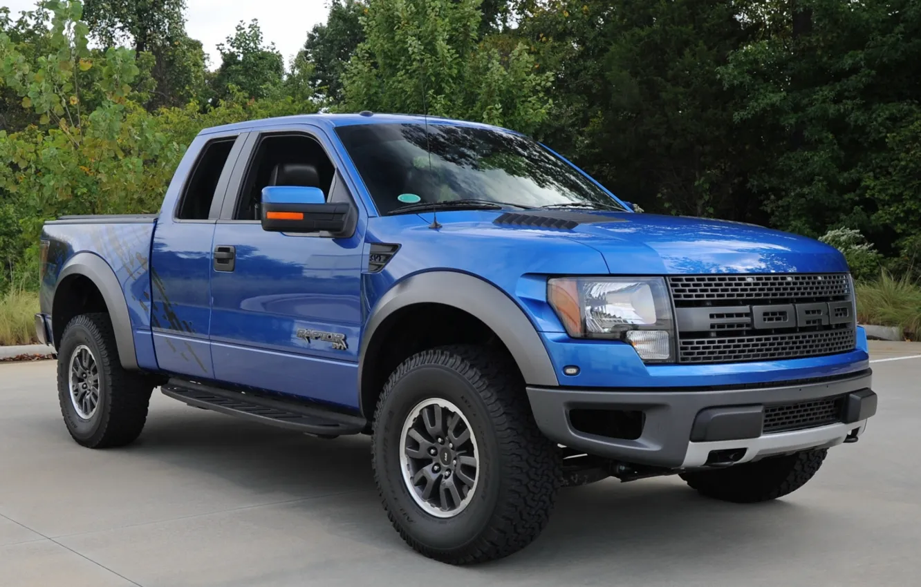Photo wallpaper trees, blue, background, Ford, Ford, jeep, SUV, Raptor