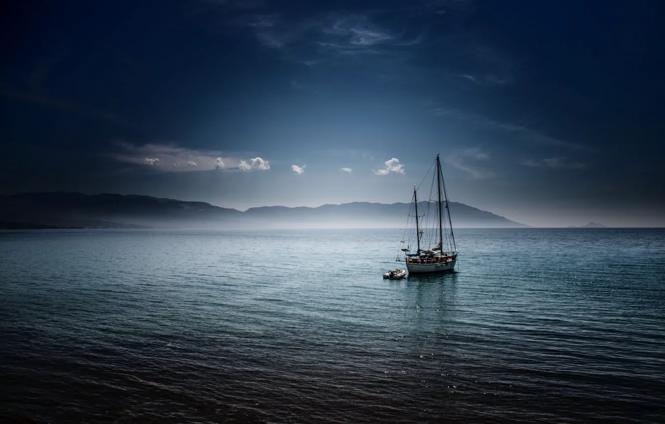 Photo wallpaper sailboat, Greece, Limnionas Bay, Samos