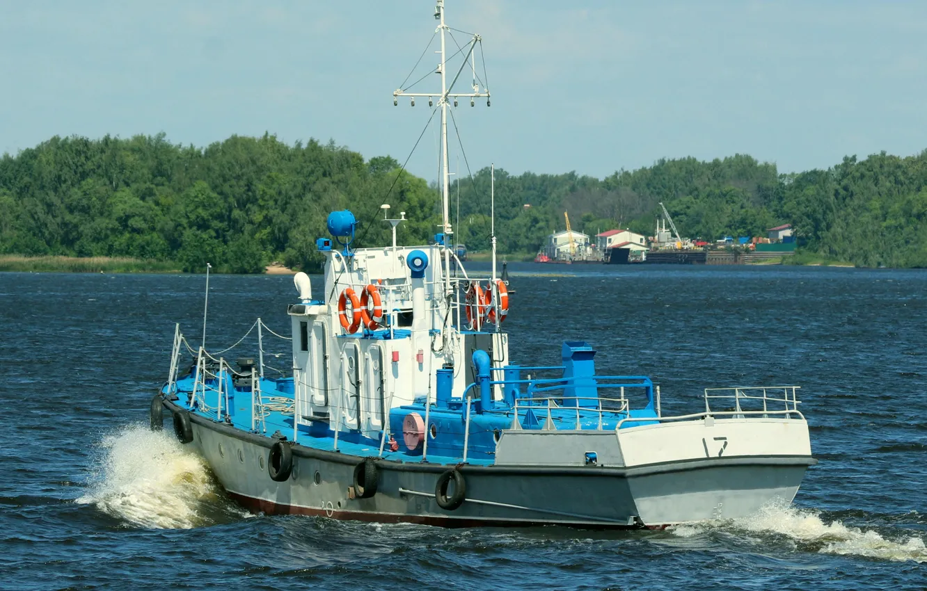 Photo wallpaper river, boat, On The Go