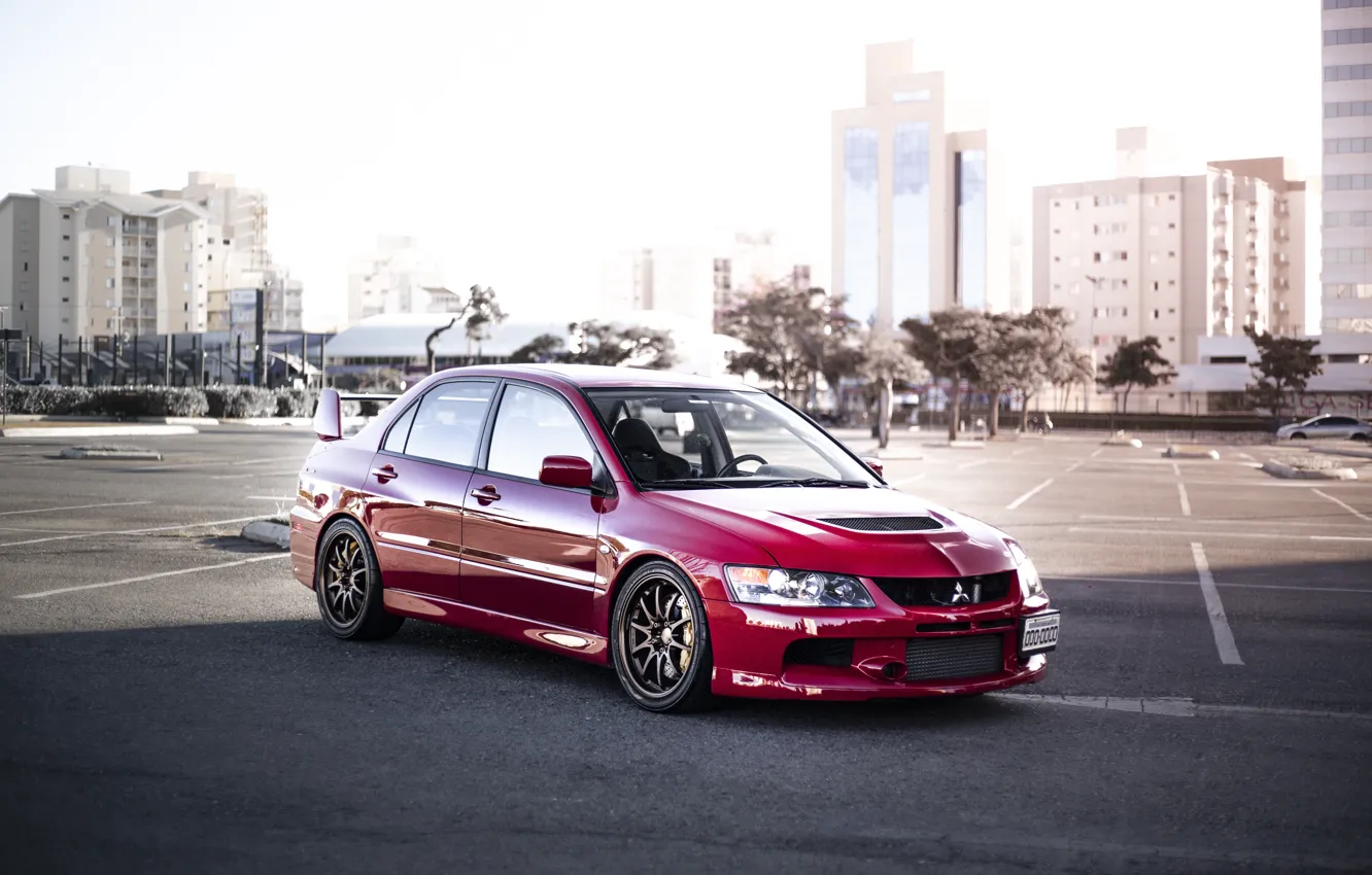 Photo wallpaper Mitsubishi, parking, Lancer evolution IX