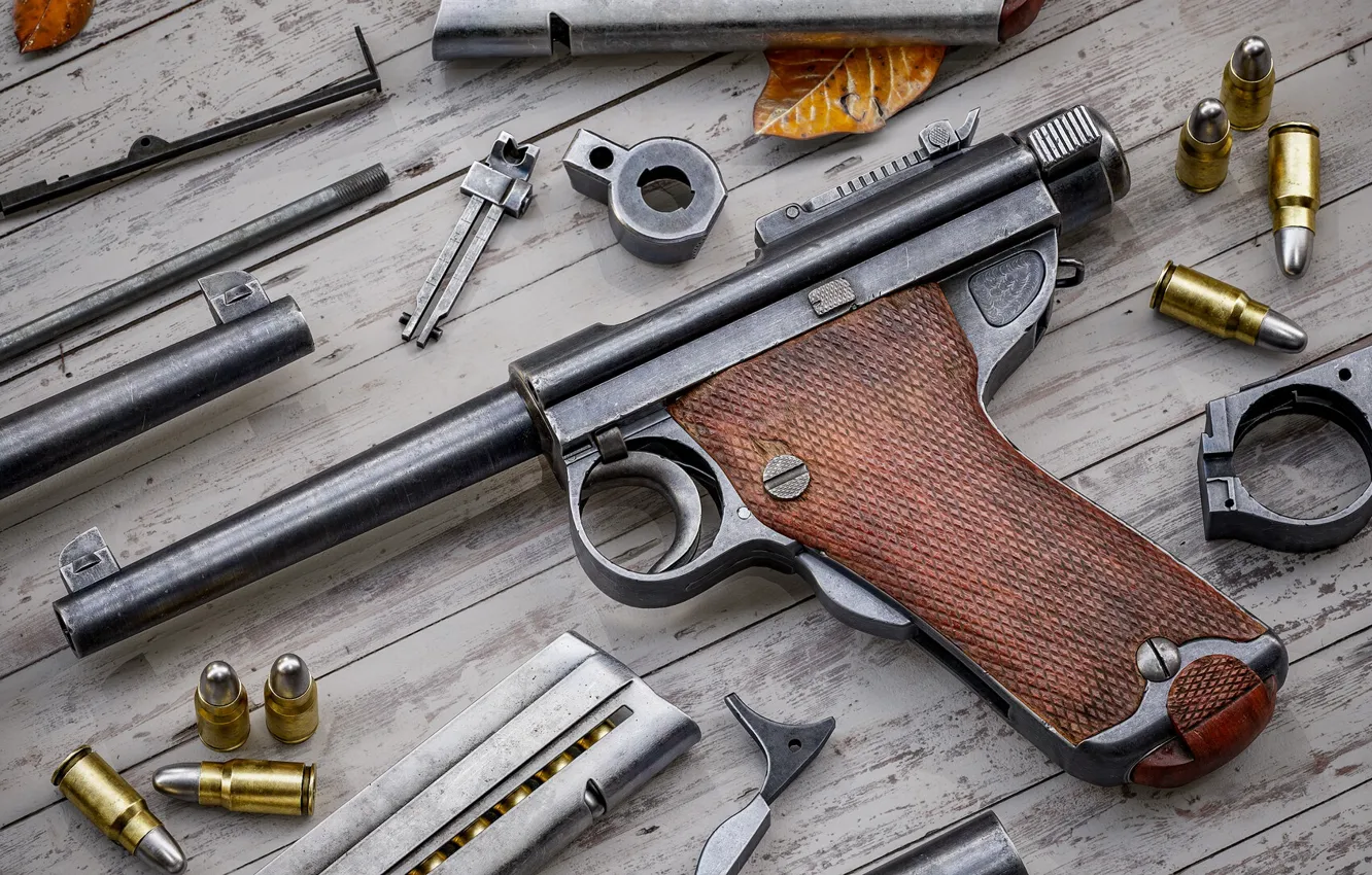 Photo wallpaper Japan, self-loading pistol, Nambu 1902 Type A