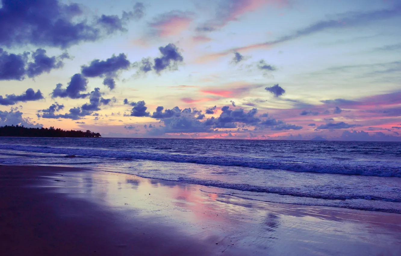 Photo wallpaper sea, clouds, sunset