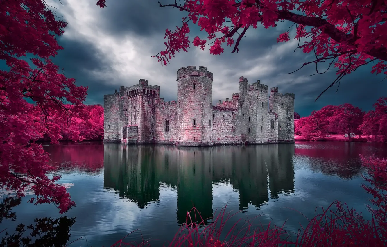 Photo wallpaper nature, lake, castle