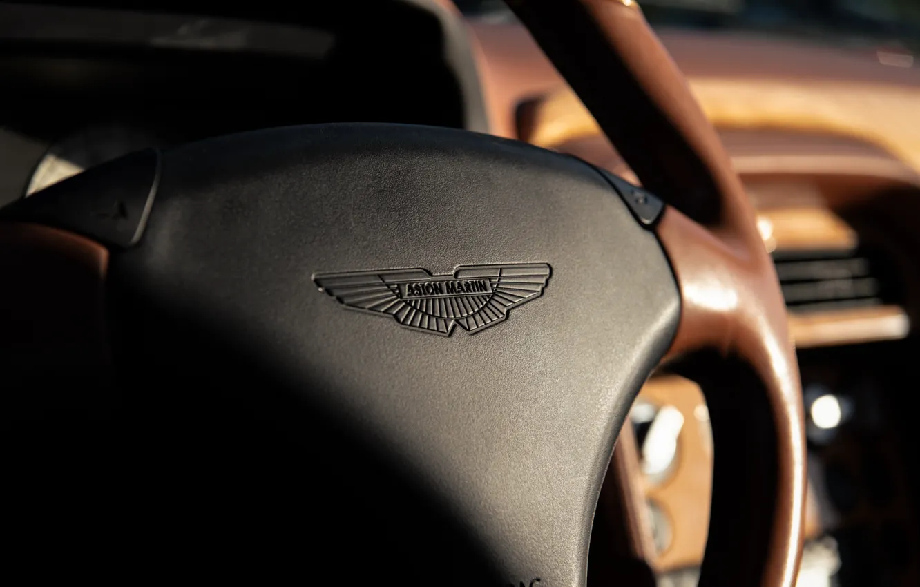 Photo wallpaper Aston Martin, logo, steering wheel, DB7, Aston Martin DB7 GT