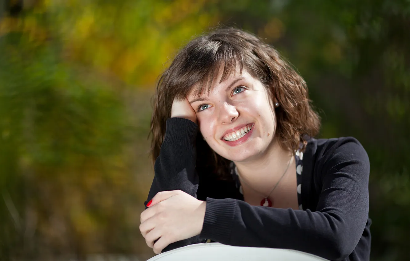 Photo wallpaper joy, smile, portrait, bokeh