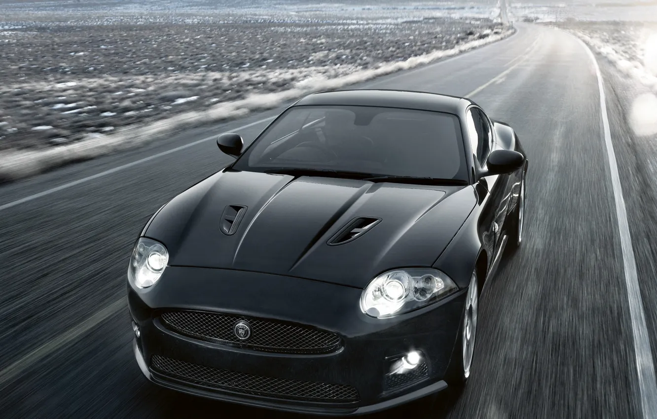 Photo wallpaper road, auto, the way, speed, Jaguar, XKR