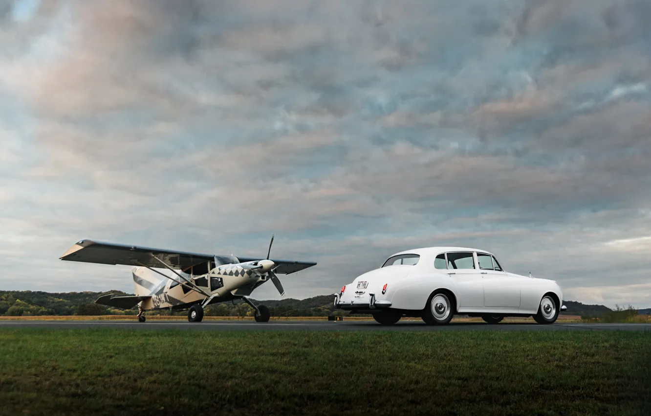 Photo wallpaper car, Rolls-Royce, plane, 1961, Ringbrothers, Silver Cloud, Rolls-Royce Silver Cloud II, Rolls-Royce Silver Cloud II …