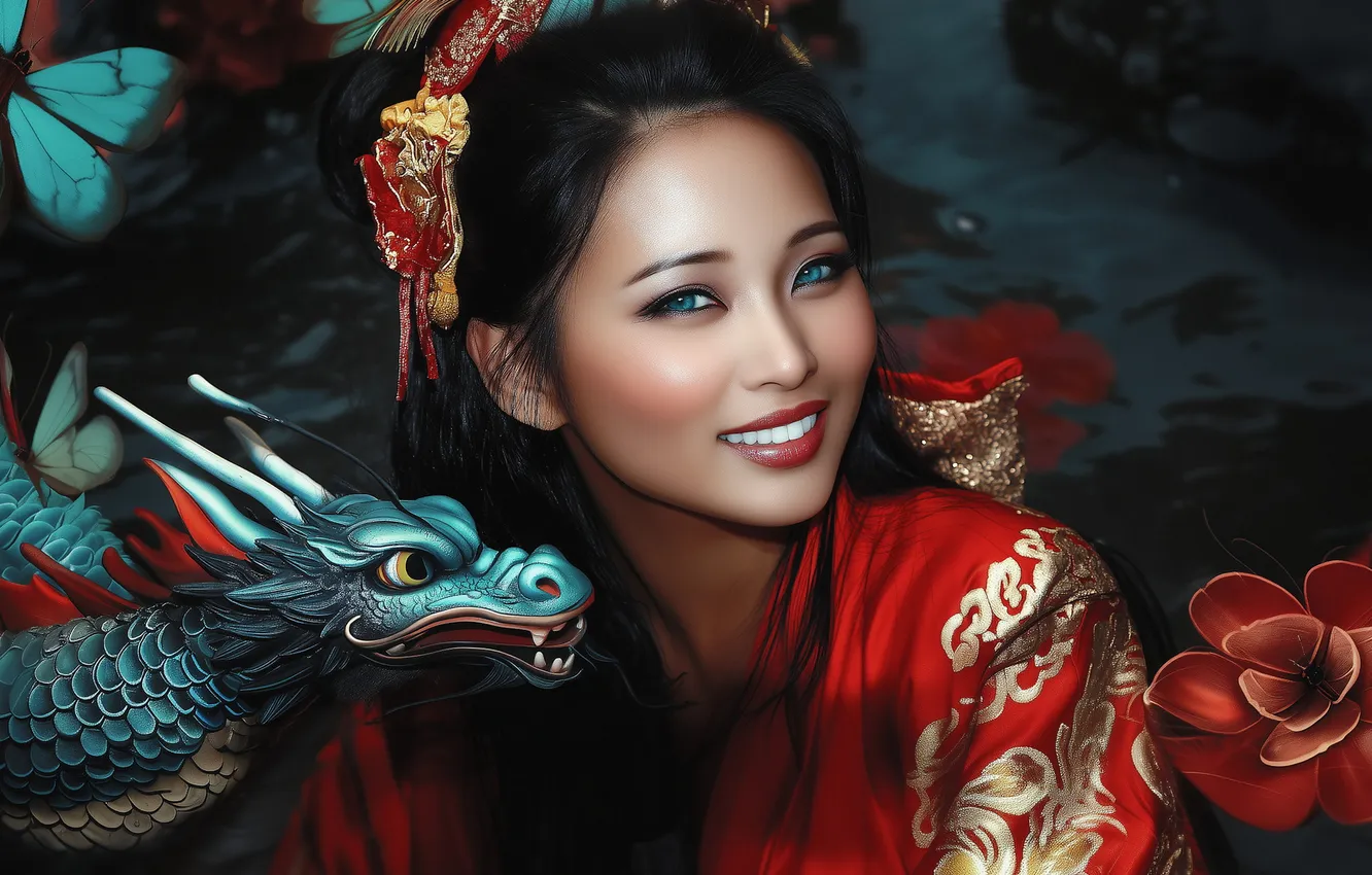 Photo wallpaper neural network, image, look, fantasy, girl, AI art