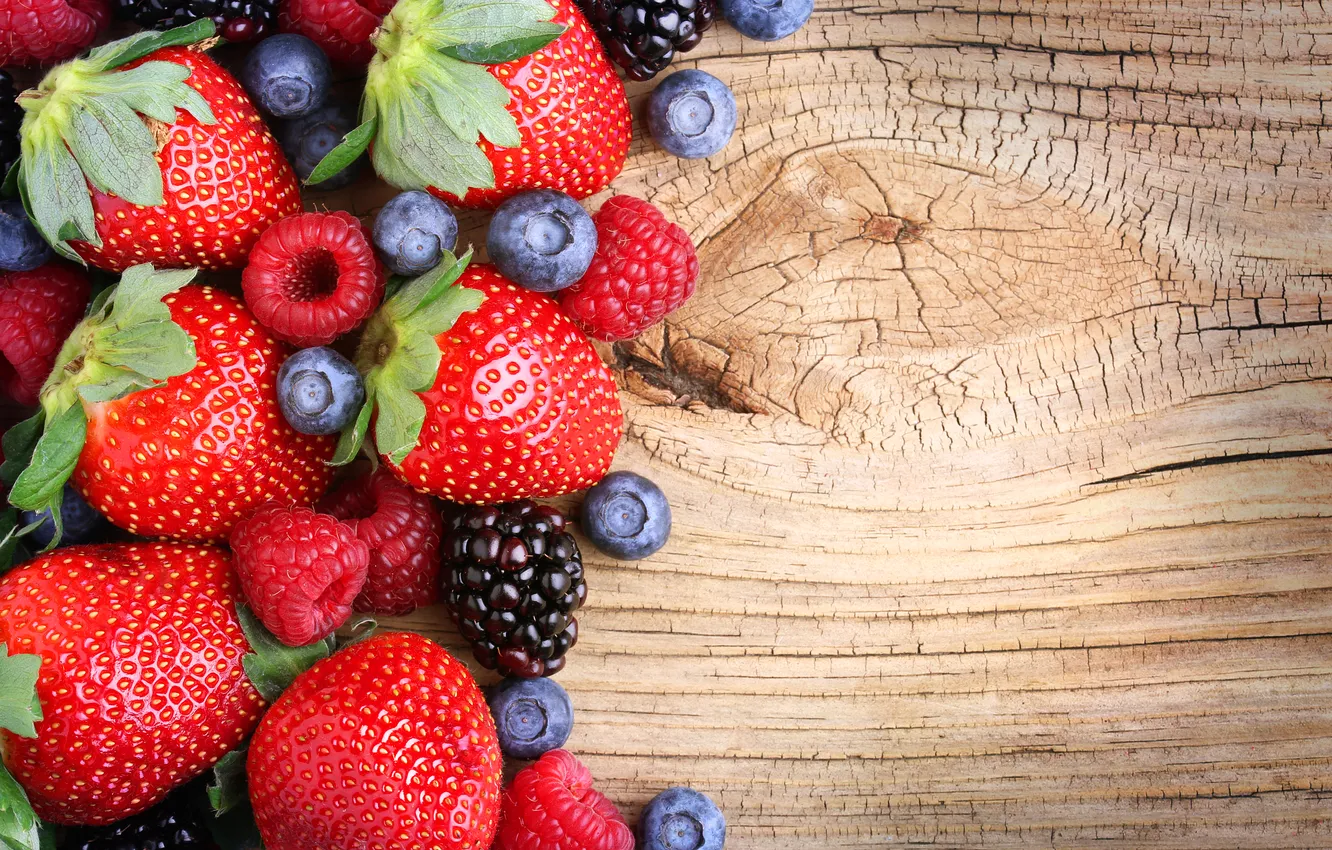 Photo wallpaper berries, blueberries, strawberry, fresh, sweet, berries