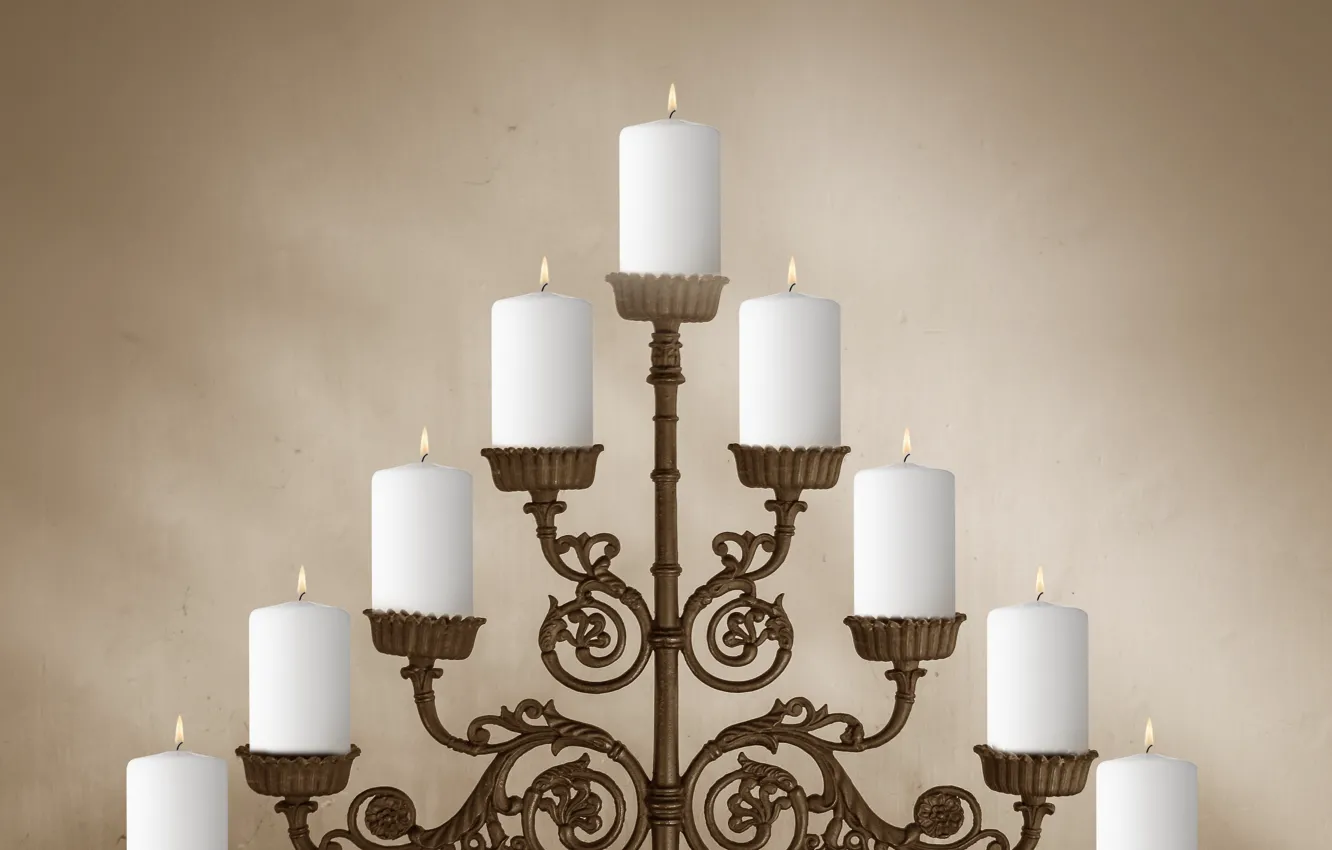 Photo wallpaper light, shadows, candles, CANDLE HOLDER