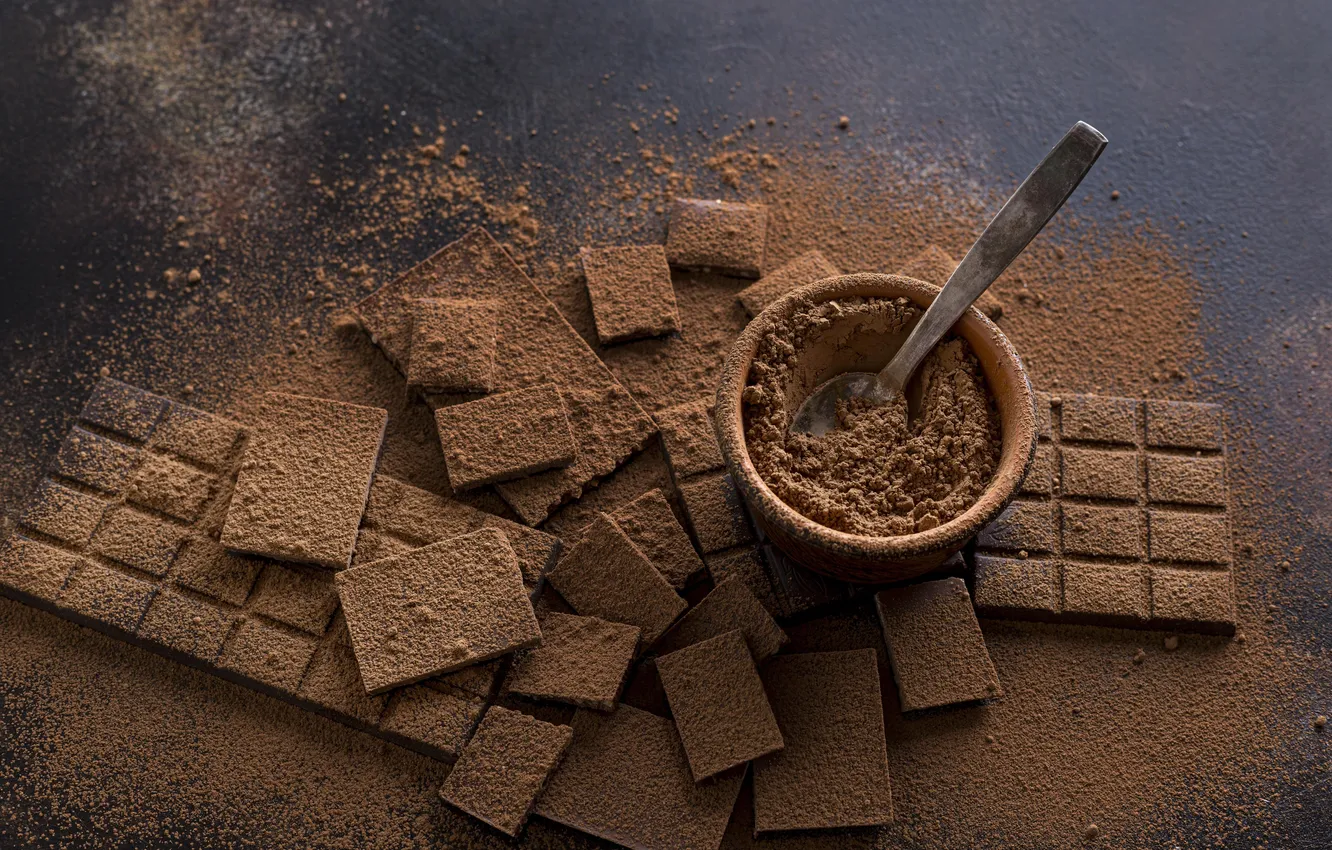 Photo wallpaper chocolate, cocoa, bowl, powder