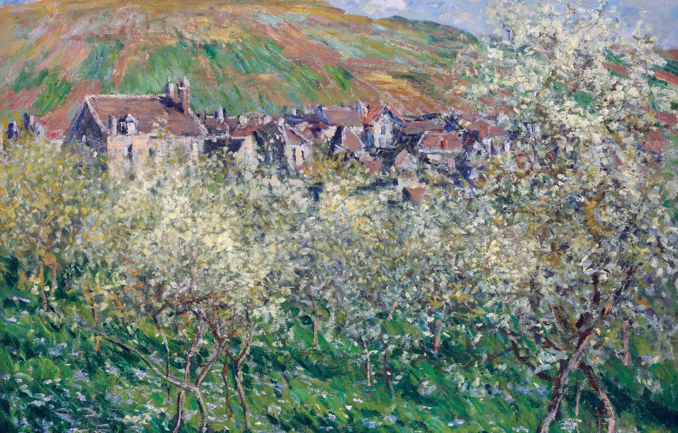 Photo wallpaper landscape, picture, Claude Monet, Plum in Bloom at Vétheuil