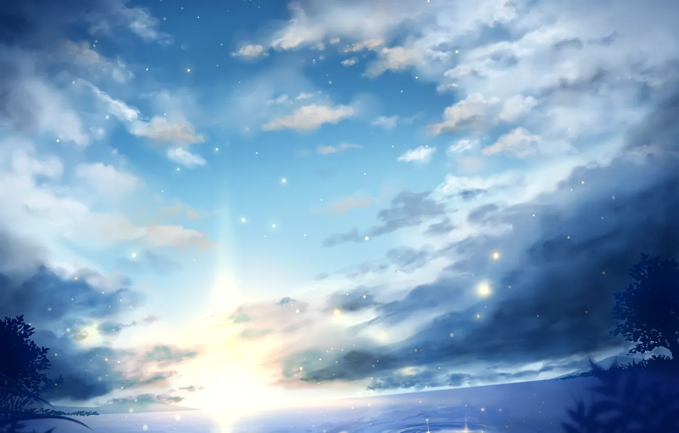 Photo wallpaper sea, the sky, the sun, sunset, nature