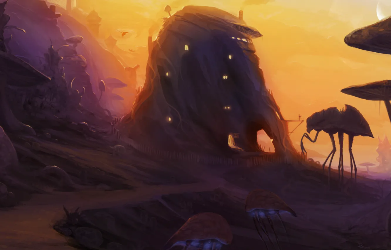 Photo wallpaper art, Morrowind, guar, silt Strider, guar, 1Rich1, silt strider, something they