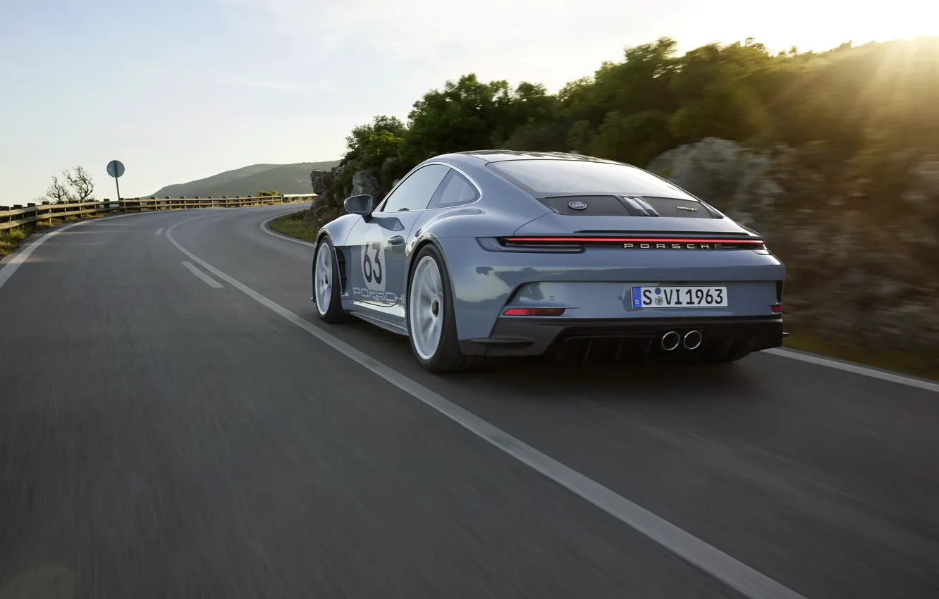 Photo wallpaper car, 911, Porsche, road, fast, Porsche 911 S/T Heritage Design Package