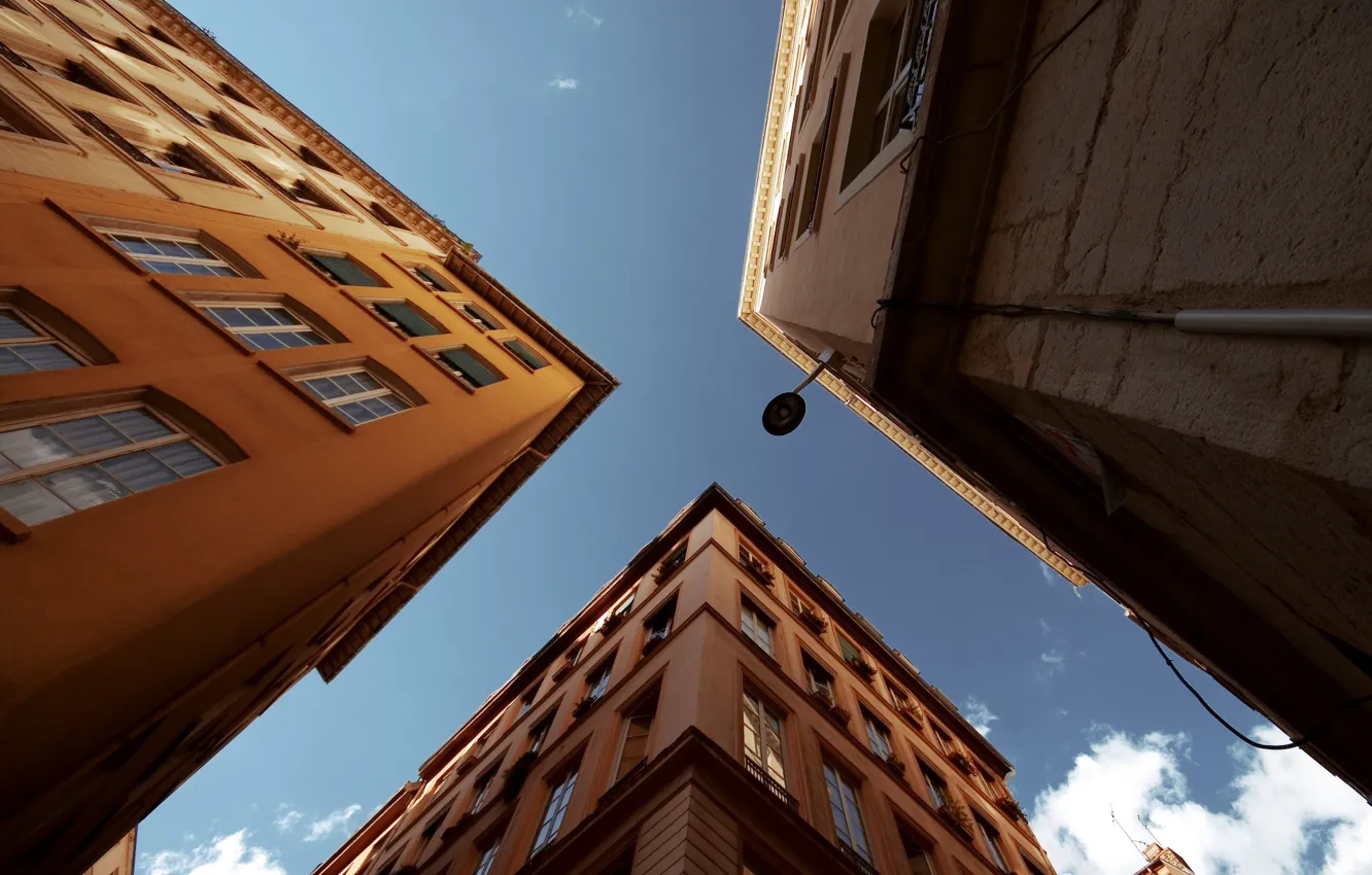 Photo wallpaper the sky, clouds, building, window