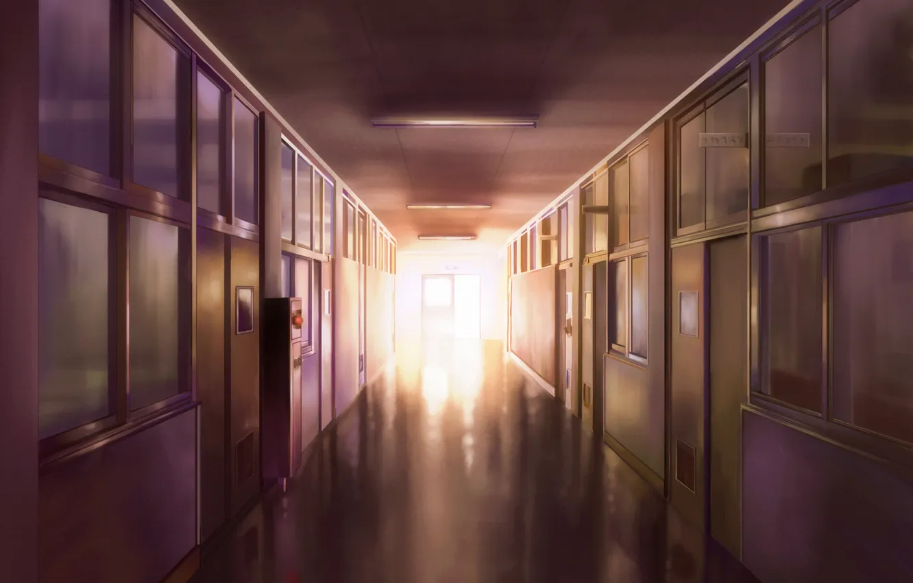 Photo wallpaper light, anime, corridor
