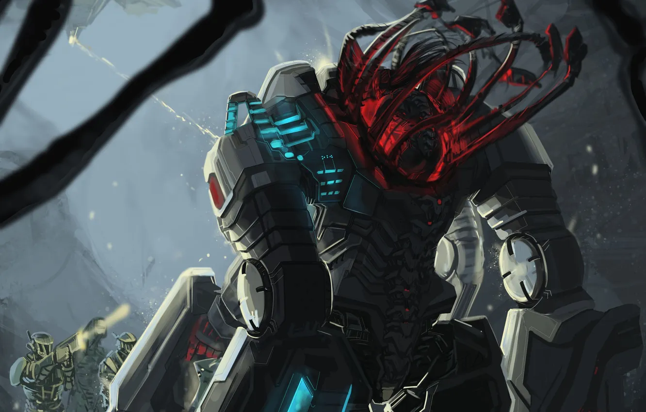 Photo wallpaper metal, weapons, robot, art