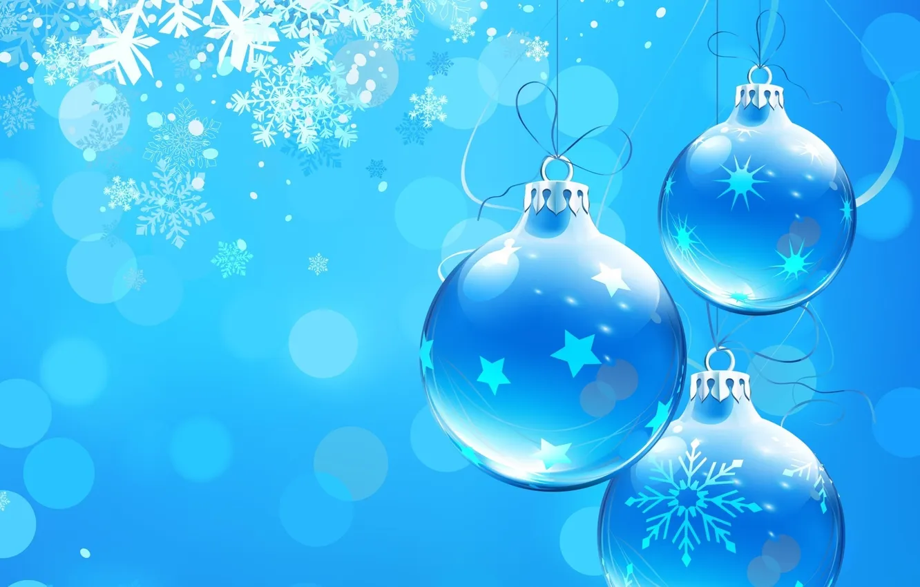 Photo wallpaper balls, light, decoration, snowflakes, holiday, patterns, Shine, Christmas