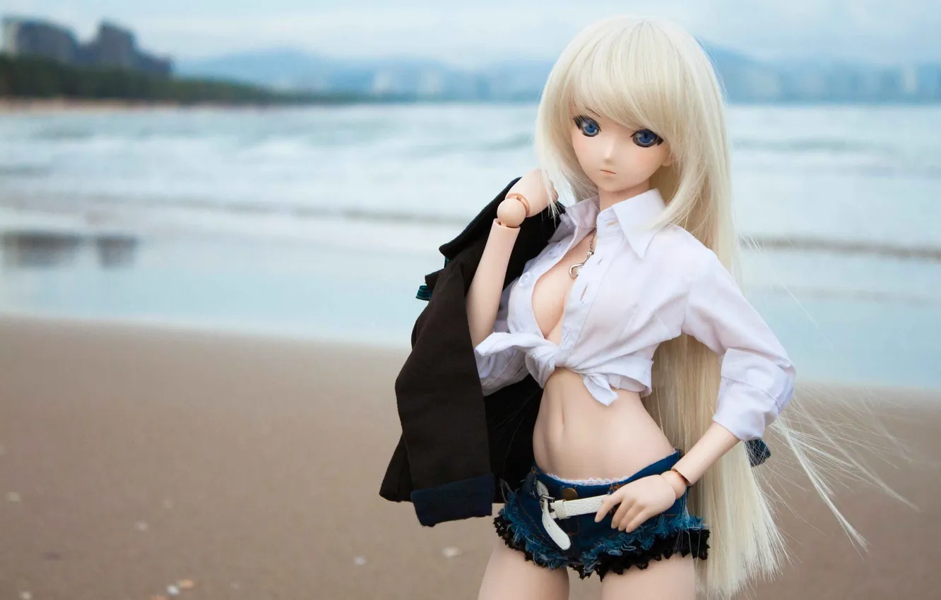 Photo wallpaper woman, doll, make up