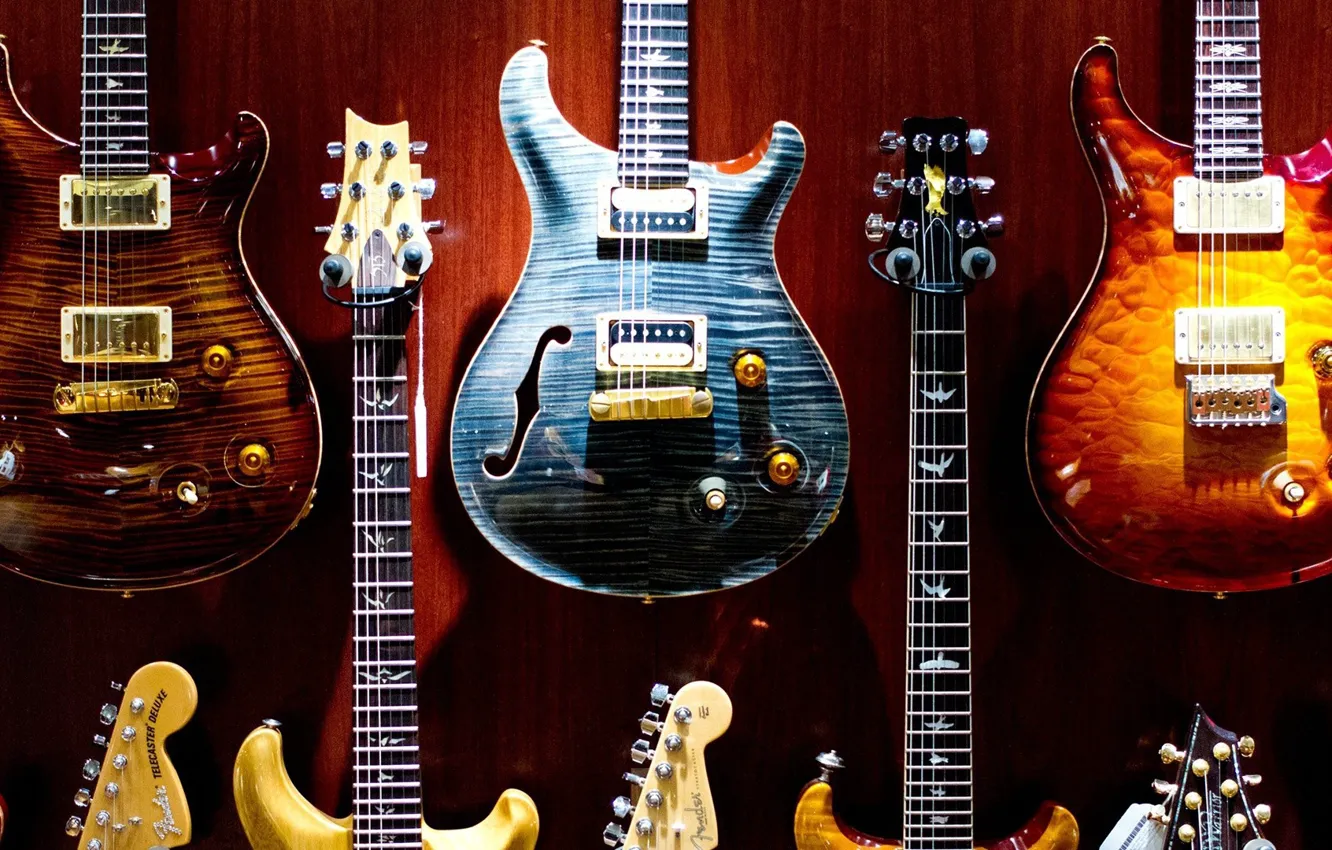 Photo wallpaper music, colorful, Guitars, musical instruments, electric guitars
