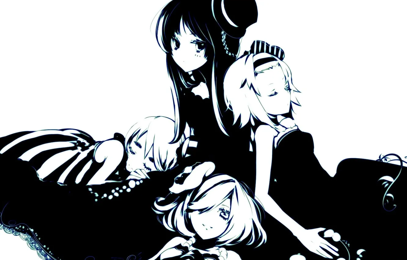 Photo wallpaper girls, stay, black and white, K-On