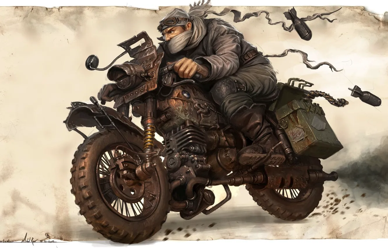 Photo wallpaper warrior, art, bike, Michal Kus, Warlord Biker